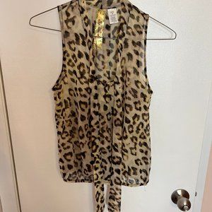 Leopard print sheer top